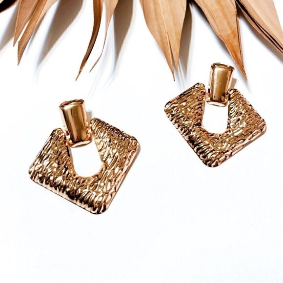 Gold geo dangle earrings #1138 - Picture 1 of 3